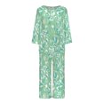 thumbnail image 4 of Two Piece Outfits For Women 2PC Round Neck Long Sleeve Two-piece Comfortable Home Pajamas Set Sports Set Up to 65% off, 4 of 5