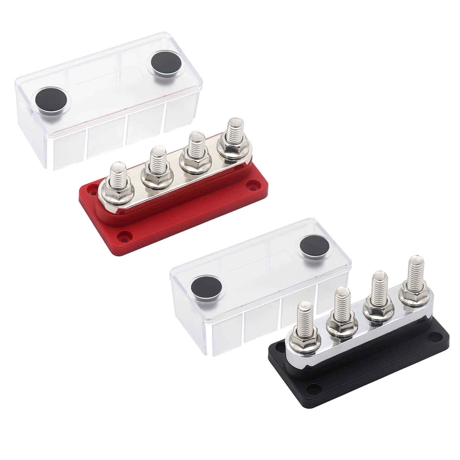 Terminal Bus Ground Power Distribution Terminal Block Bus with Cover for Auto Marine Car Pickup Trailer Boat