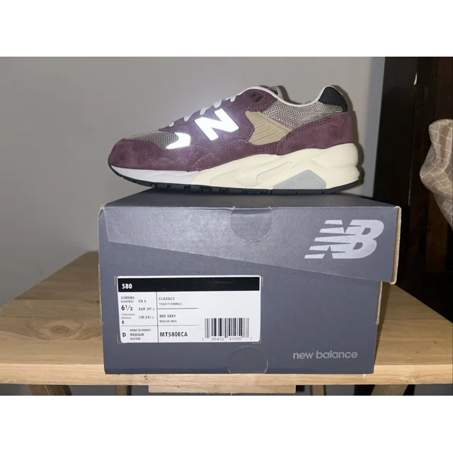 New Balance 580 Suede Lifestyle Sneakers 'Washed Burgundy MT580ECA Mens Size 6.5