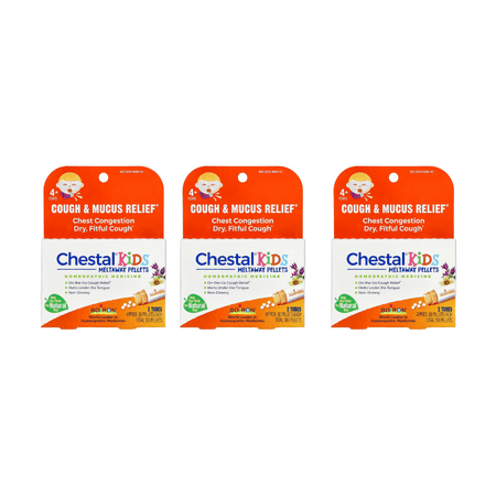 Boiron Chestal Kids Pellets (3 Pack) 2 MDT Homeopathic Medicine For Cough & Mucus Relief 2 Tubes Pellet