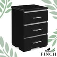thumbnail image 2 of Finch Belmont Contemporary Nightstand End Table with 3 Drawers, Black, 2 of 9