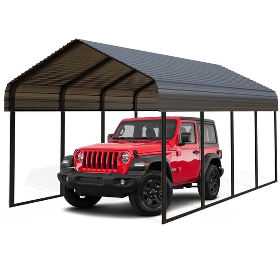 10x20 ft Heavy-Duty Carport Canopy Kit, Galvanized Steel Portable Garage for RV, Truck, Boat & 1 Cars, All-Weather Shelter, Easy Assembly