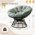 thumbnail image 6 of OMNIBERG Ergonomic 360° Swivel Wicker Papasan Chair, Oversized Indoor Outdoor Rattan Egg Sofa Chair Lounger with Soft Thick Cushion for Living Room, Bedroom, Patio, Yard, Green, 6 of 9