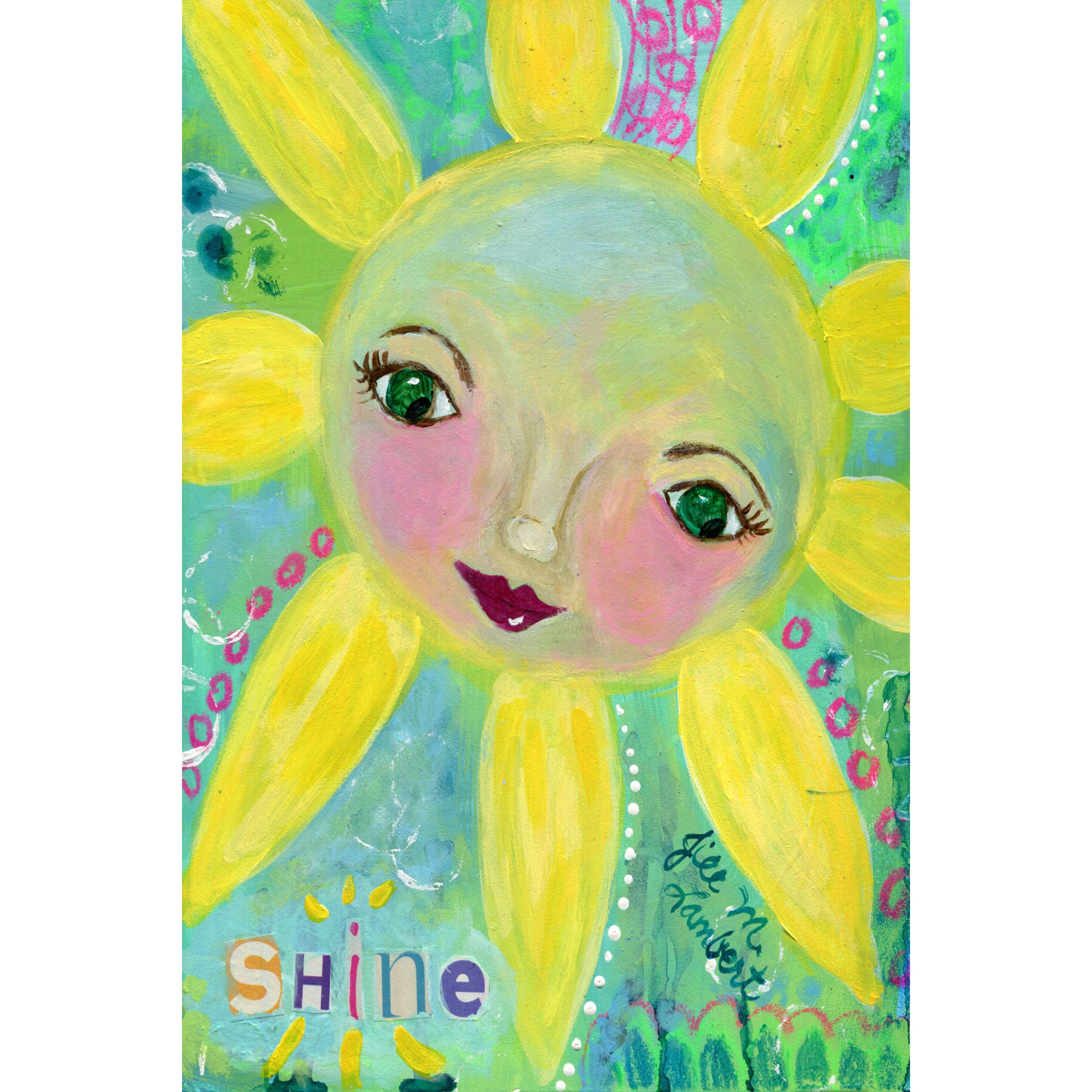 Marmont Hill "Sun Face Shine" by Jill Lambert Painting Print on Wrapped Canvas
