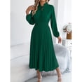 thumbnail image 6 of Gamivast A Line Dress for Women Long Sleeve Tie Neck Pleated Midi Dress Smocked Waist Flowy Party Attire Elegant Classy Office Work Wear Event Outfits, 6 of 8