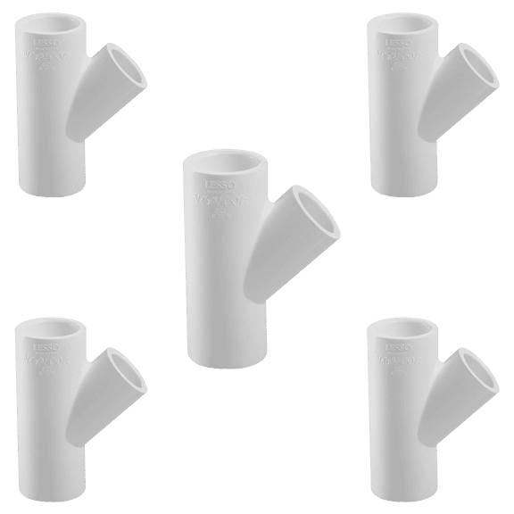 Lesso America 475-101 (5 Pack), Plumbing, PVC Pipe Fitting, Reducing Wye  ,SCH40, 3/4×3/4×1/2"