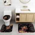 thumbnail image 5 of 4PCS Gold Glitter Hello Gorgeous Shower Curtain Sets, Watercolor Pink Floral Black and White Striped Perfume Makeup Modern Fashion Women Bathroom Decor, Non-Slip Bath Mat Toilet Rug, Hibiscus, 5 of 7