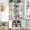 White, variant on Space Saving Corner Bookshelf with Doors, 6 Tier Etagere Book Shelf Full Baffle, Black & White Optional