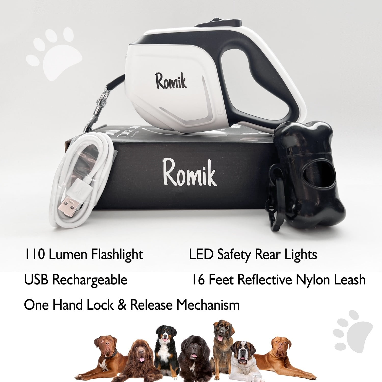 Dog leash with flashlight top