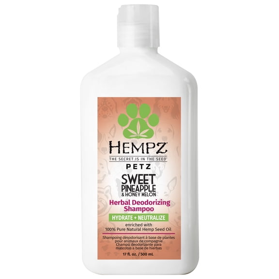 Hempz Hydrating & Deodorizing Shampoo for Dogs, Sweet Pineapple & Honey Melon Scent, 17 fl oz Bottle