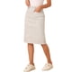 thumbnail image 4 of Faldas de mezclilla de cintura alta para mujer INSPIRE CHIC, con dobladillo sin terminar, a la altura de la rodilla, color blanco ostra, talla M, 4 of 6