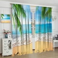 thumbnail image 4 of Ocean Blackout Curtains, Summer Tropical Island Palm Tree Seaside Beach Scenery Print Rod Pocket Window Treatments Drapes for Bedroom Living Room Kitchen 42" W X 54" L, 4 of 6