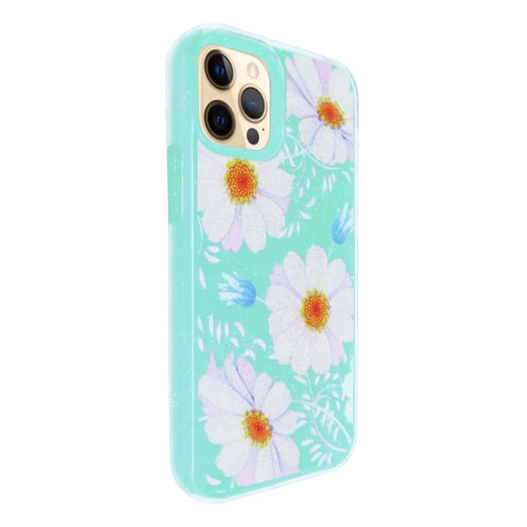 Funda de Diseño Doble Capa con Vidrio 9D para iPhone 12 pro max (6.7) Puntos con fondo menta Selicell Funda de diseño doble capa