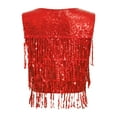 thumbnail image 4 of Doomiva Women's Sequin Tassel Waistcoat Vests V-Neck Sleeveless Blouse Vest Red M, 4 of 7