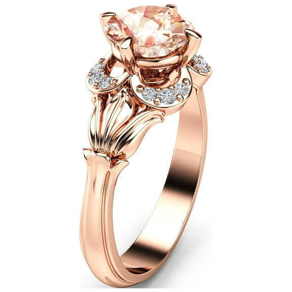 Natural Morganite Rose Gold Petal Engagement Ring