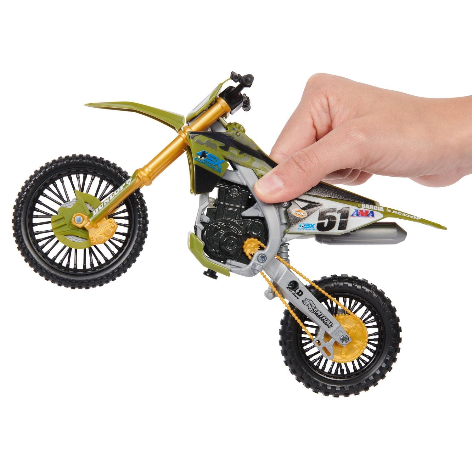 Supercross, Authentic Justin Barcia 1:10 Scale Collector Die-Cast Toy Motorcycle Replica with Race Stand, For Collectors and Kids Age 5 and Up