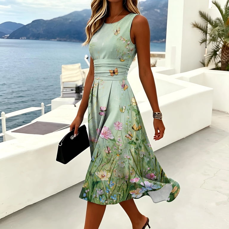 ruched waist floral tea dress ASOS Design - Midi Tea Dress - Women - Cotton/Spandex - 6 US