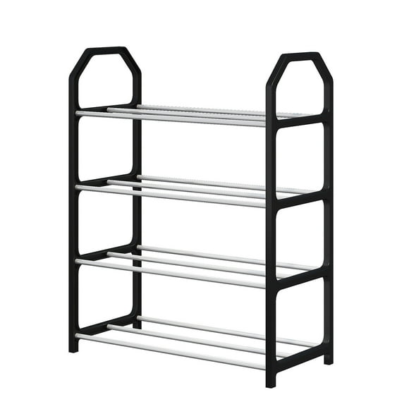 EARKITY Shoe Shelf, Metal Shoe Rack, 4 Tiers Shoe Organizer Storage Shelf, Storage Rack, Space Saving Shoe Stand, Shoe Shelf Garage Shelving for Entryway, Hallway, Living Room, Closet