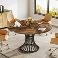 thumbnail image 4 of Round Conference Table for 4-6, 47-Inch Conference Room Table, Industrial Meeting Table, Rustic Brown & Black, 4 of 8
