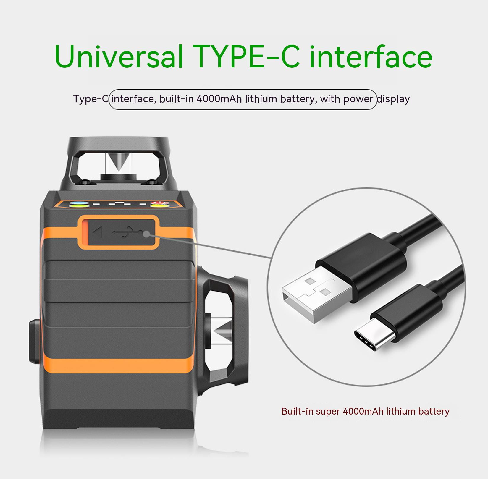 3D Cross Line Self-leveling Laser Level 12 Line 3 x 360 Green Beam Three-Plane Leveling and Alignment Laser Tool,Osram Light Source,Remote Pulse Mode,Self Leveling,Li-ion Battery with Type-C Charging