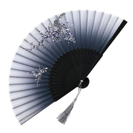 

Chinese Japanese Style Folding Fan Classical Dance Fan Tassel Elegent Hand Fan