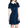 thumbnail image 3 of MODA NOVA Juniors Peter Pan Contrast Collar Short Sleeves Flare Dress L Blue, 3 of 5