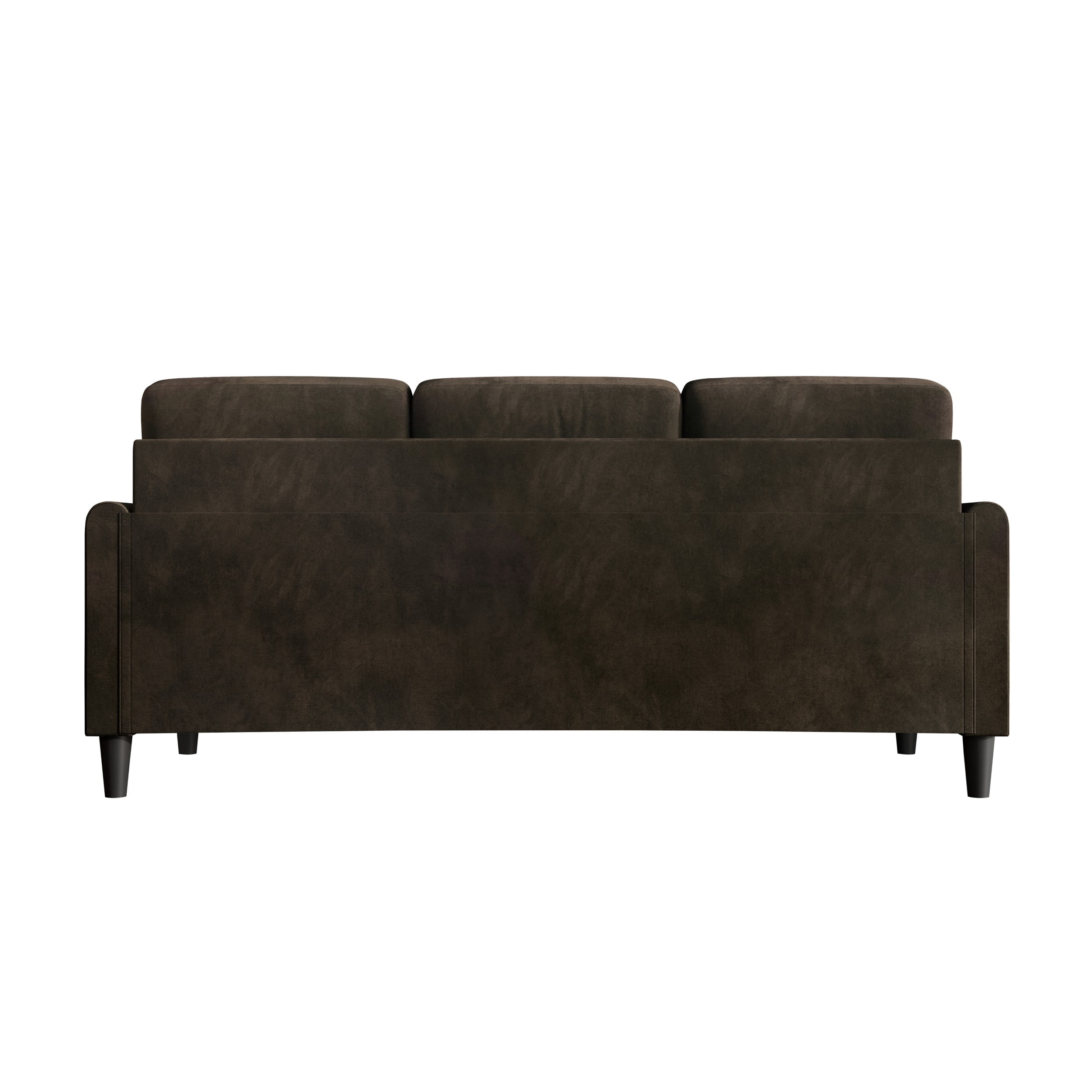 Home Design Goliad Velvet Arm Sofa with Pocket Spring, Soft Cushions, Clean Lines Design, Brown