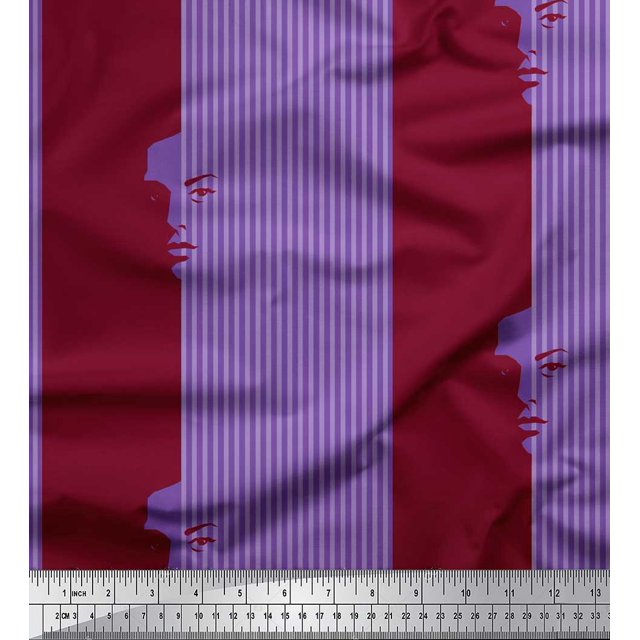 Toimoi Voile de Coton Rayé & Femmes Visage Tissu Décor Imprimé Yard 42 Pouces de Large