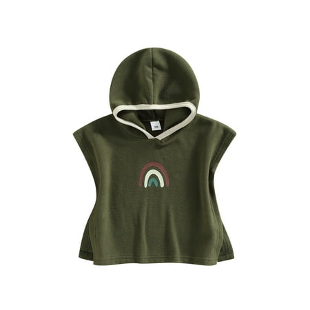 

One opening Boys Girls Bathrobe Rainbow Print Hooded Design Cape Look Soft Home Pajama Bathrobe