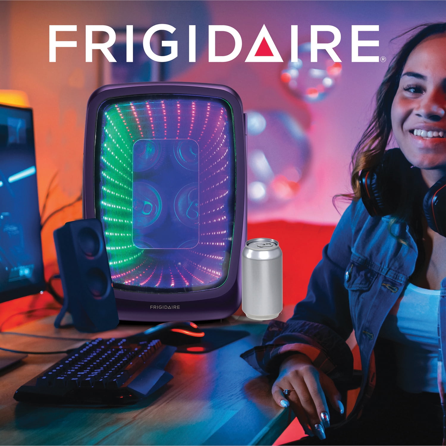 6-Can Retro Gaming Light-up Portable Beverage Mini Fridge (Purplehaze), EFMIS179-PURPLEHAZEPT