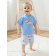thumbnail image 4 of BemeyourBBs Toddler Baby Boy Summer Clothes Baby Boys Summer 2 Piece Outfit 2 3 4 5 6 7 Years Cute Puppy Dog Embroidered Short Sleeve T-shirts Striped Elastic Waist Pockets Shorts Set, 4 of 9