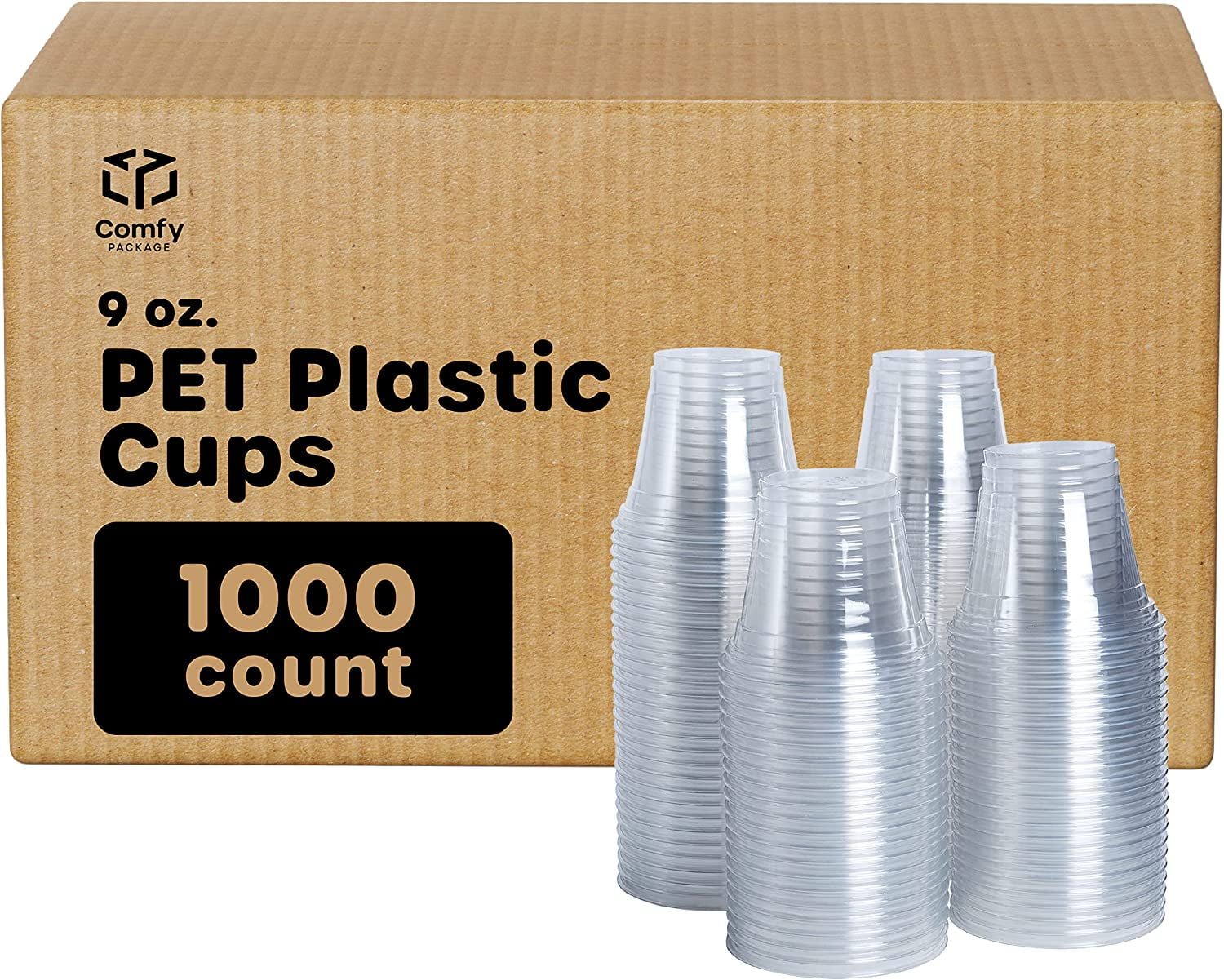 [Bulk Case Of 10/100 Pack] 9 Oz. Crystal Clear PET Plastic Cups
