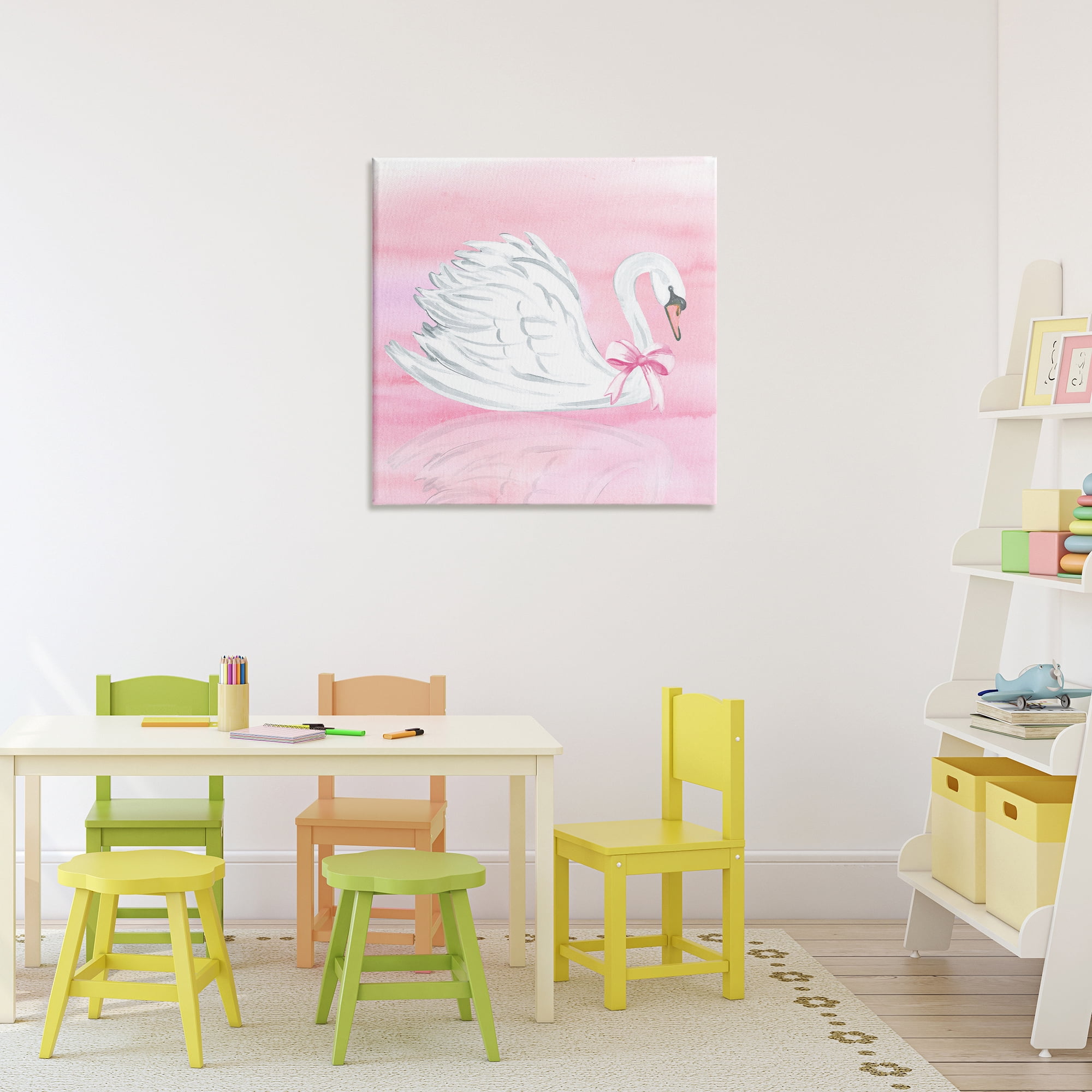 Stupell Industries Pink Bow Swan Canvas Wall Art, design by Corinne Haig