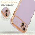 thumbnail image 5 of ZUKKASHAN Compatible with iPhone 13 Case for Girls Women, Cute Curly Wave Frame Shape Soft Silicone Case with Love Heart Pattern Camera Protection Golden Edging Shockproof Cover, 5 of 5