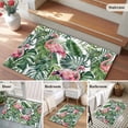 thumbnail image 6 of Pink Flamingo Washable Small Entryway Area Rugs 2'x3', Country Tropical Animal Green Monstera Leaf Plant Low Pile Throw Rug Non-Slip Sturdy Edge Binding Carpet for Front Door Floor Room Entry, 6 of 9