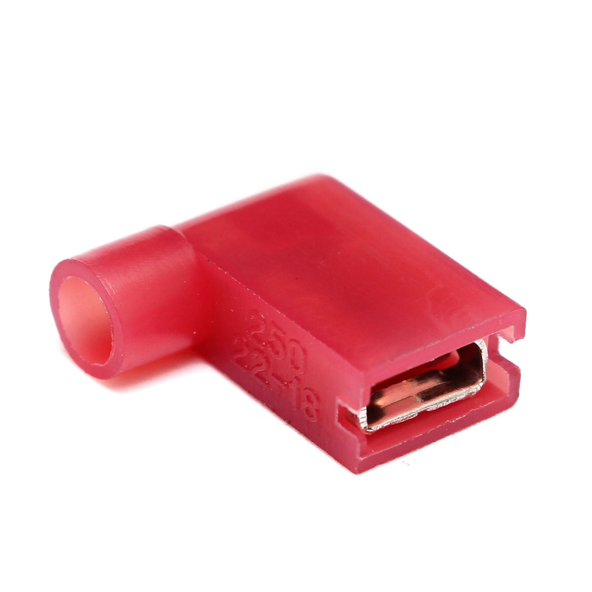 100 pcs Red 2218AWG 1/4" 90° Right Flag Wire Female Spade Terminal Connectors Wire & Cable