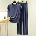 thumbnail image 2 of MOJOGO Woman's Soft & Comfortable Pajamas Loose Cap Sleeve T-shirt with Loose Pants Strenchy Loung Set for Spring Summer Blue M, 2 of 5