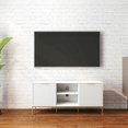 thumbnail image 2 of Yardi Yarda Modern TV Stand with Wave-Design Doors, Stylish and Functional TV Stand with Open Shelf & Adjustable Shelf for Indoor, White+Gold, 2 of 15