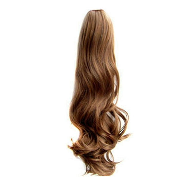 55cm Femmes Filles Longues Bouclés Ondulés Queue de Cheval Extension Cheveux Synthétiques Morceau Clip Extensions de Cheveux