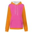 thumbnail image 4 of miqiqism Women Colorblock Oversize Hooded Sweatshirts Fashion Long Sleeve Pullover Tops Casual Drop Shoulder Loose Tops Outfit,T01_Hot Pink,Large, 4 of 7