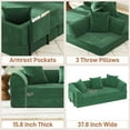 thumbnail image 5 of Blotout 5-in-1 Folding Convertible Sofa Bed with 3 Pillows, 79" Large Corduroy Boneless Couch with Armrest Pockets, Lounge Loveseat Sleeper with Pull Out Bed for Living Room Bedroom, Green, 5 of 9
