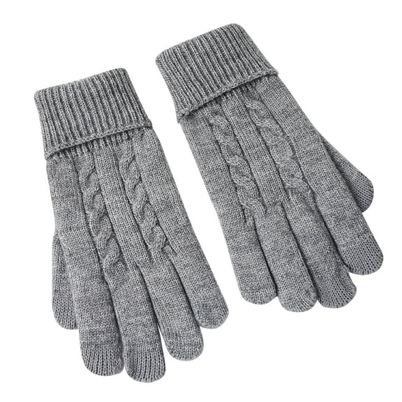 VBVC Ladies Touchscreen Fuzzy Winter Gloves,Plush Cuff Design,Warm Fashion Gloves for Women,Gray,Size L