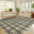 thumbnail image 4 of FairOnly 5'x7'Modern Geometric Plaid Non Slip Area Rug British Style Machine Washable Soft Non Shedding Rug for Living Room Bedroom,Green Coffee, 4 of 7