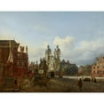 thumbnail image 2 of Jan van der Heyden 24x20 Gold Ornate Framed and Double Matted Museum Art Print Titled - The Church of St Andrew in Dusseldorf (1667), 2 of 4