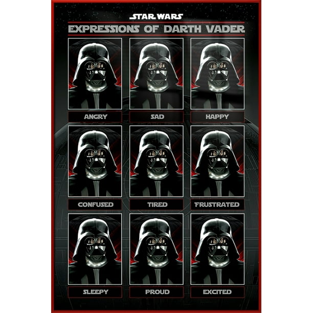 Star Wars Framed Movie Poster The Many Expressions Of Darth Vader Happy Sad Angry Size 25 X 37 Red Plastic Frame Walmart Com