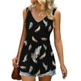 thumbnail image 2 of JINMGG Fashion Women's Summer V-Neck Sleeveless Print Casual Tank Top Blouse Black S, 2 of 7