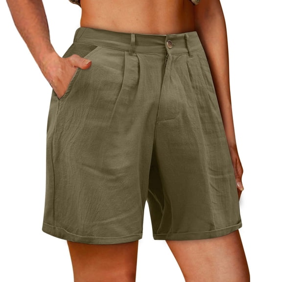TIANZEN Womens Casual Solid Cargo Pants Shorts Zipper Button Pockets Pleated Casual Pants Womens Athletic Shorts Pack Ski Pants Women Short