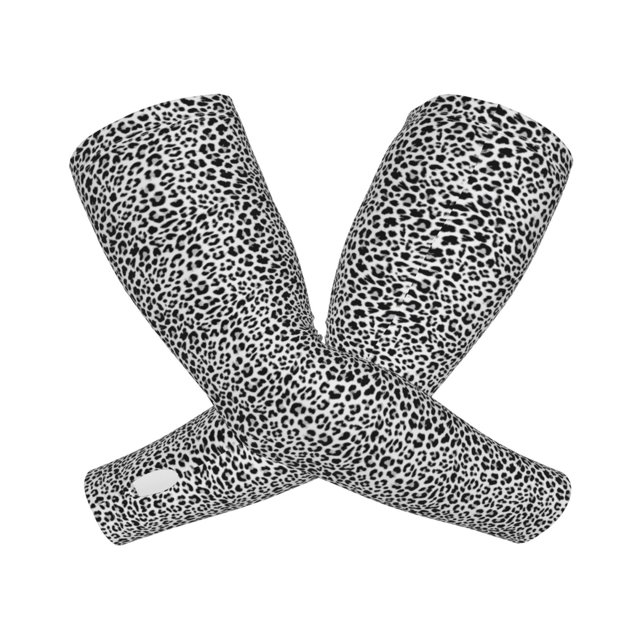 KLL Black Leopard Pattern UV Sun Protection Arm Sleeves for Men & Women,UPF 50 Cooling Sports Sleeve Compression Arm Sleeves Golf Basketball Arm Sleeves