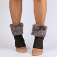 thumbnail image 3 of Dengjunhu Women Solid Color Faux Fur Crochet Knit Leg Warmers Cuffs Toppers Boot Socks, 3 of 7