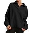 thumbnail image 2 of Hvogkswy Mock Neck Sweatshirt for Women Solid Casual Waffle-Weave Sweatshirts Fall Fashion Long Sleeve Pullover Sweatshirts, 2 of 9